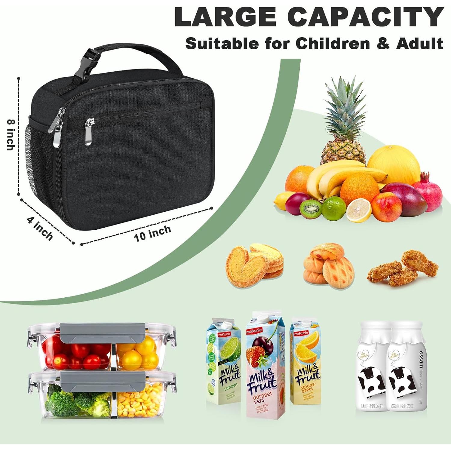 Caja de Almuerzo Aislada Femuar Negra 5,28L para Niños