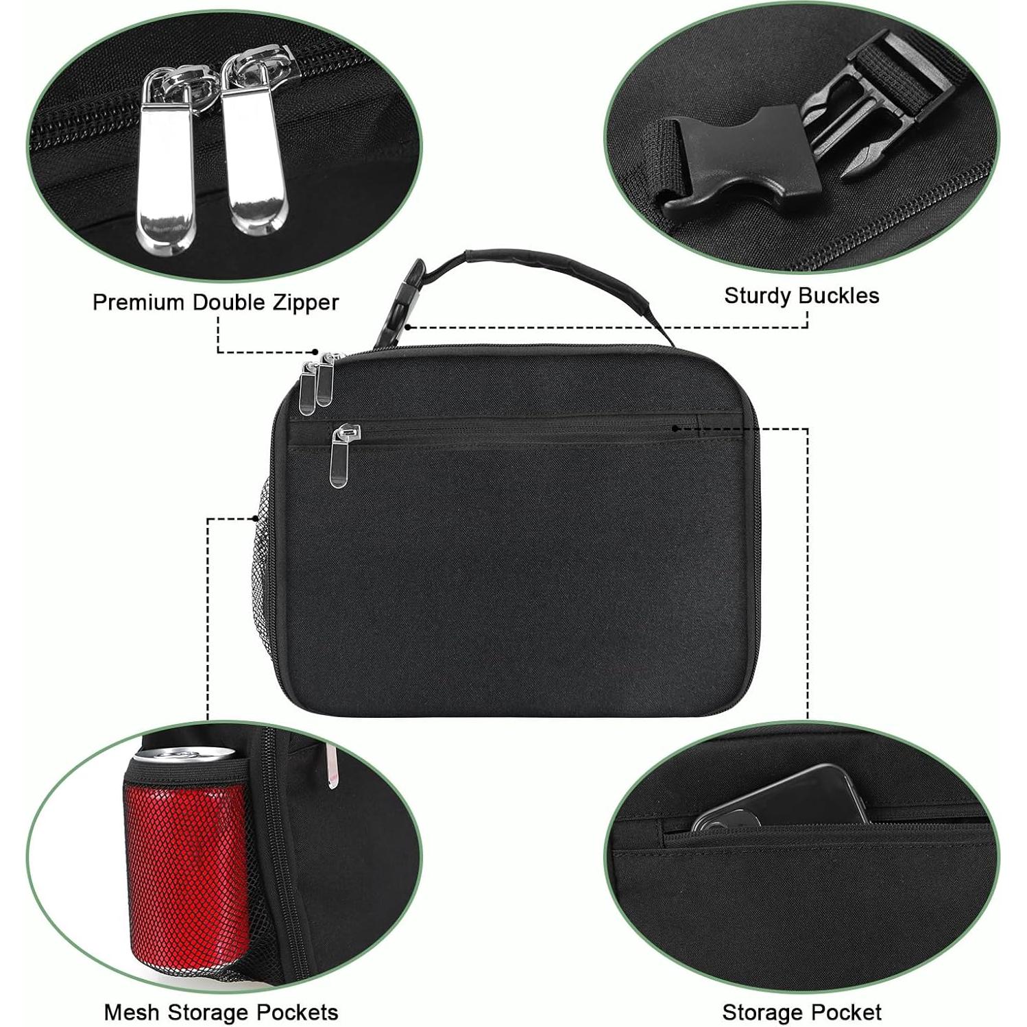 Caja de Almuerzo Aislada Femuar Negra 5,28L para Niños