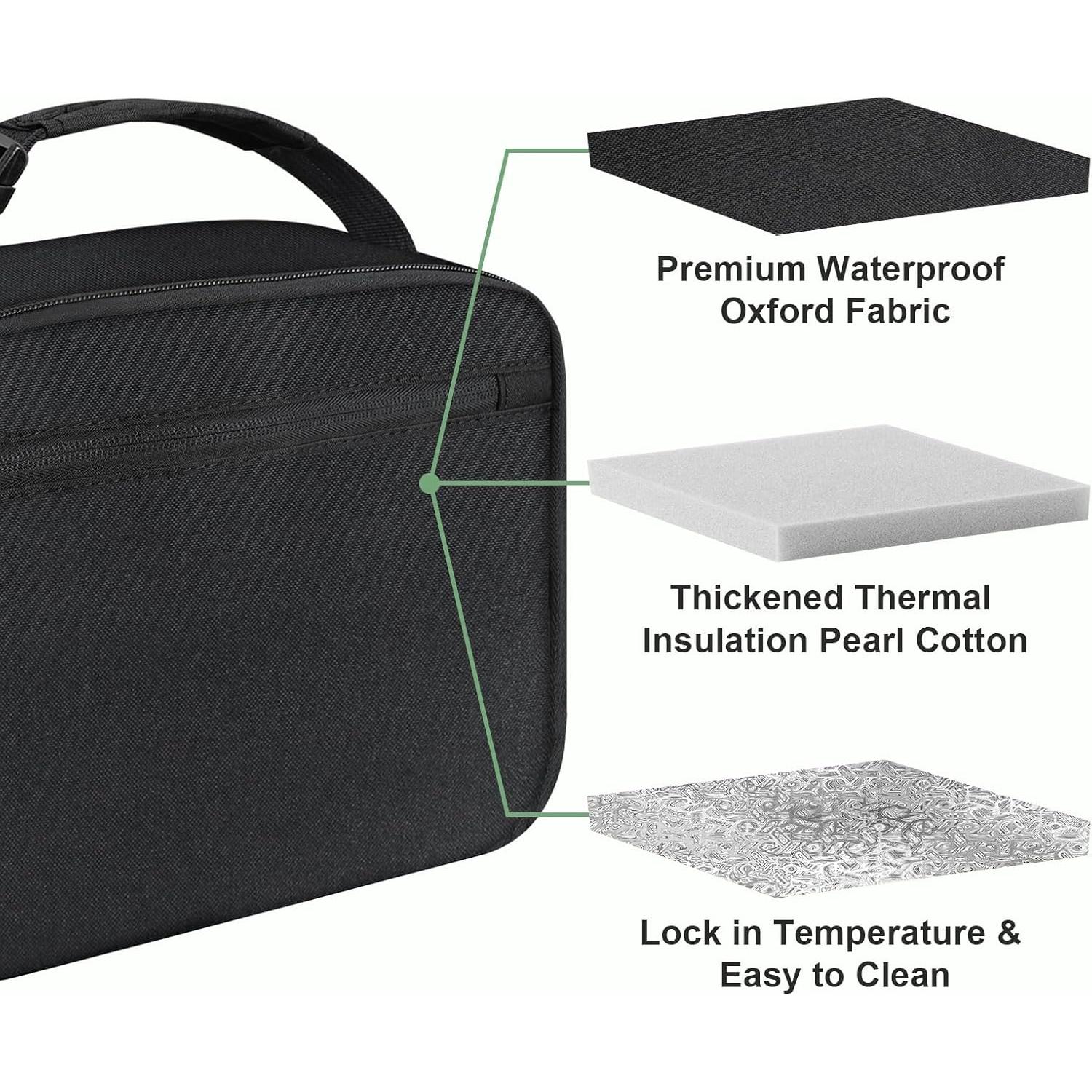 Caja de Almuerzo Aislada Femuar Negra 5,28L para Niños