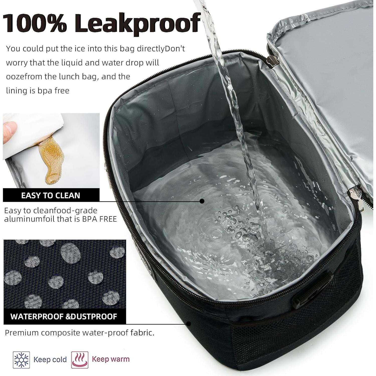 Bolsa de Almuerzo Aislada BEIMILY 8L Negra para Adultos