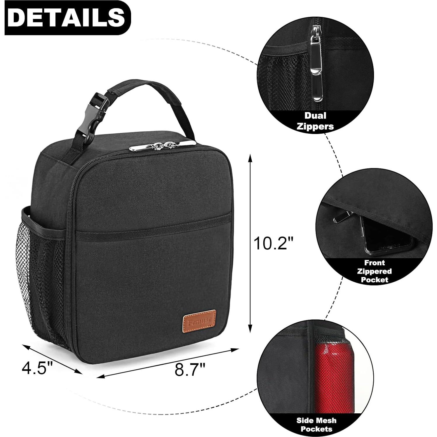 Caja de Almuerzo Femuar Negra Aislante 6.81L Compacta