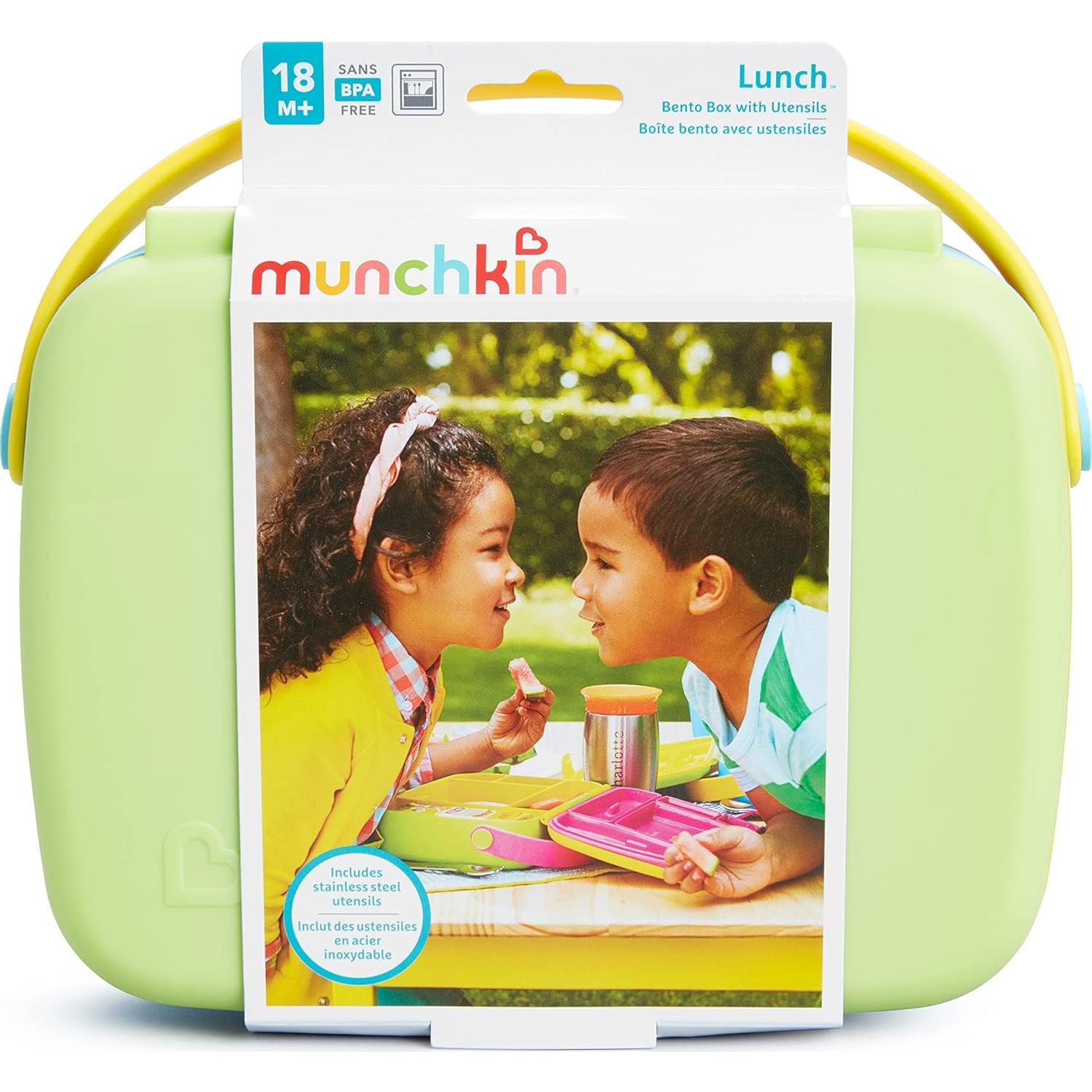 Caja Bento Munchkin Verde para Niños con Utensilios