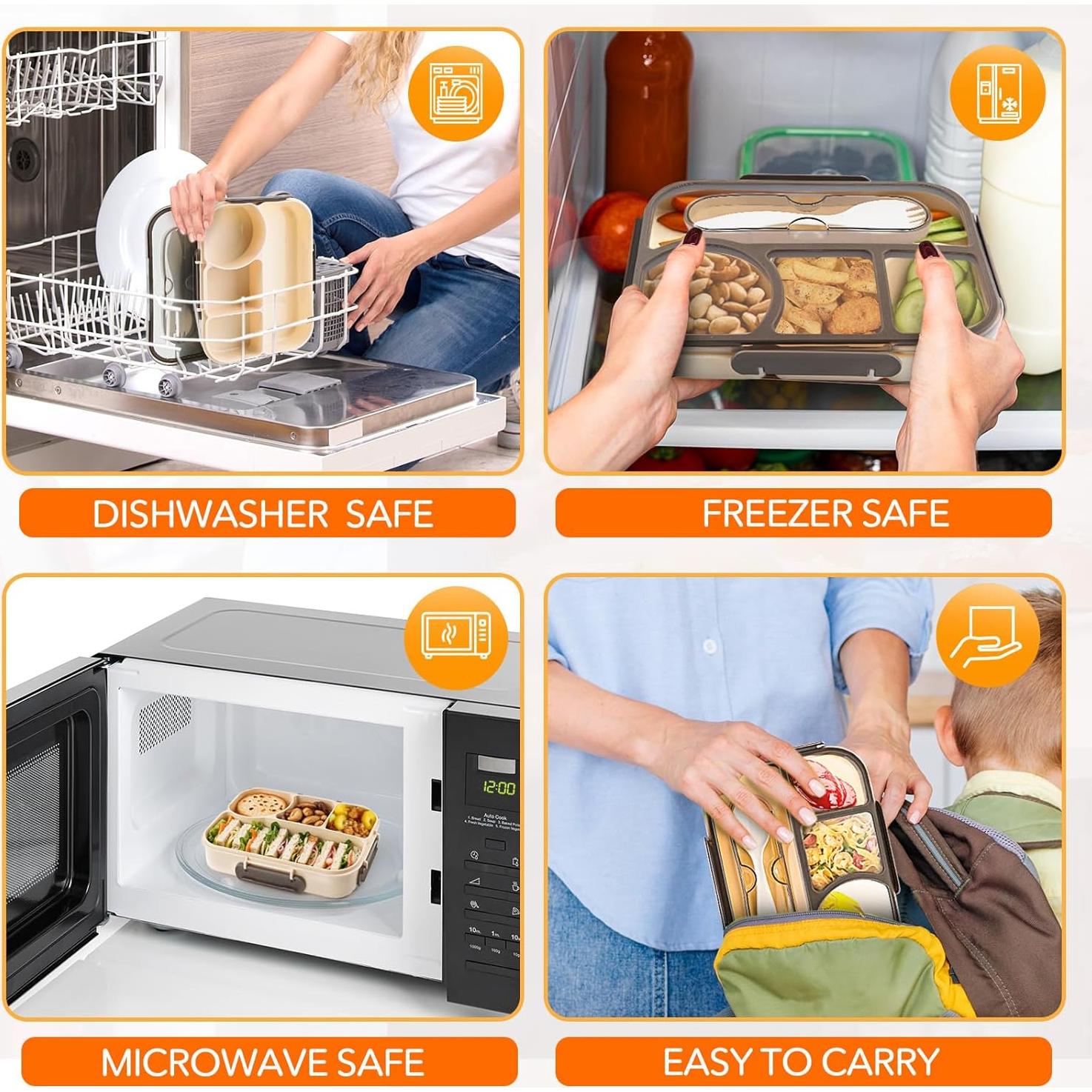 Caja Bento EASYFUN 1000ml 4 Compartimentos Apta Microondas