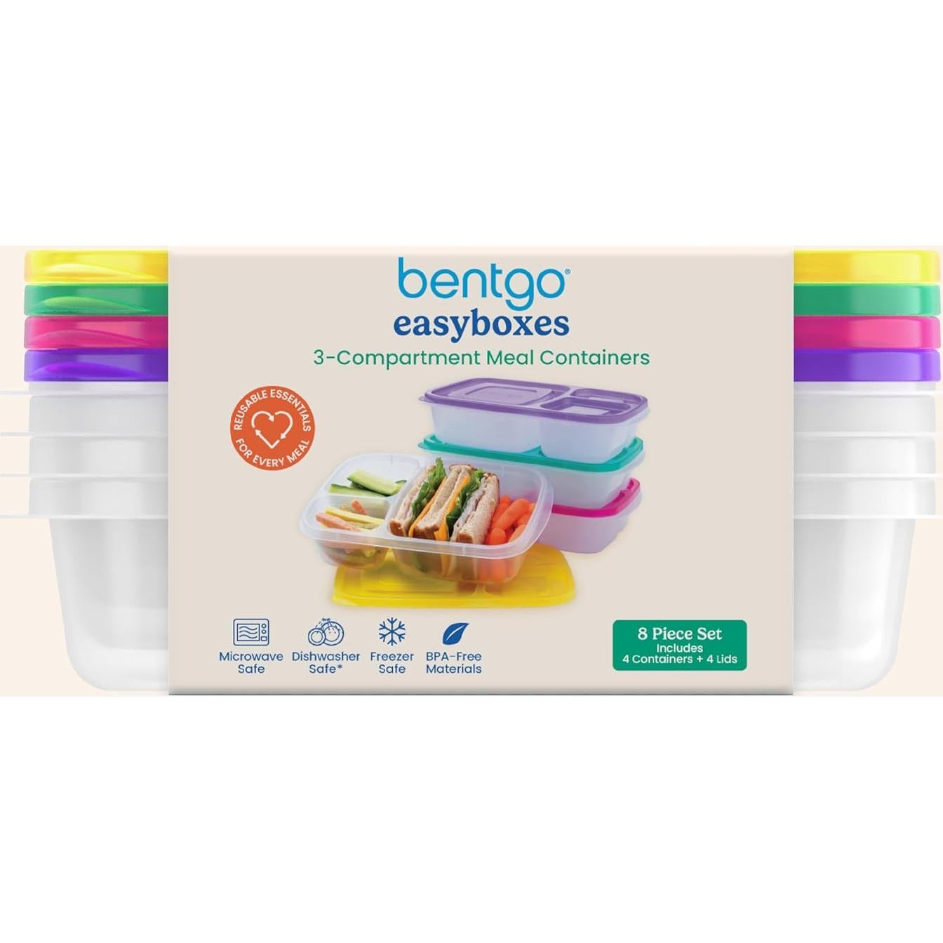 Bentgo Easyboxes Set de 4 Contenedores Almuerzo 3 Compartimentos
