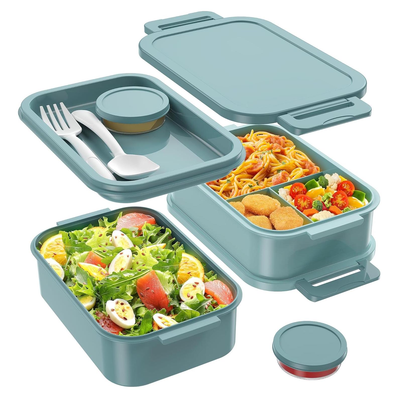 Caja Bento Apilable Jelife 72oz Verde a Prueba de Fugas