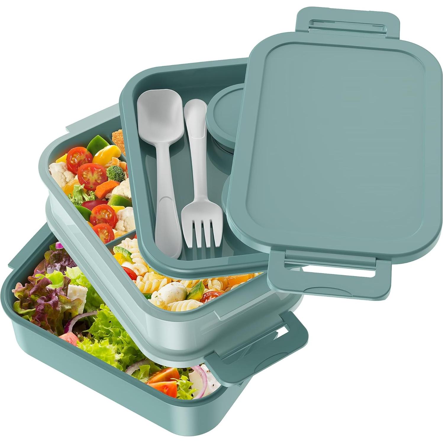 Caja Bento Apilable Jelife 72oz Verde a Prueba de Fugas