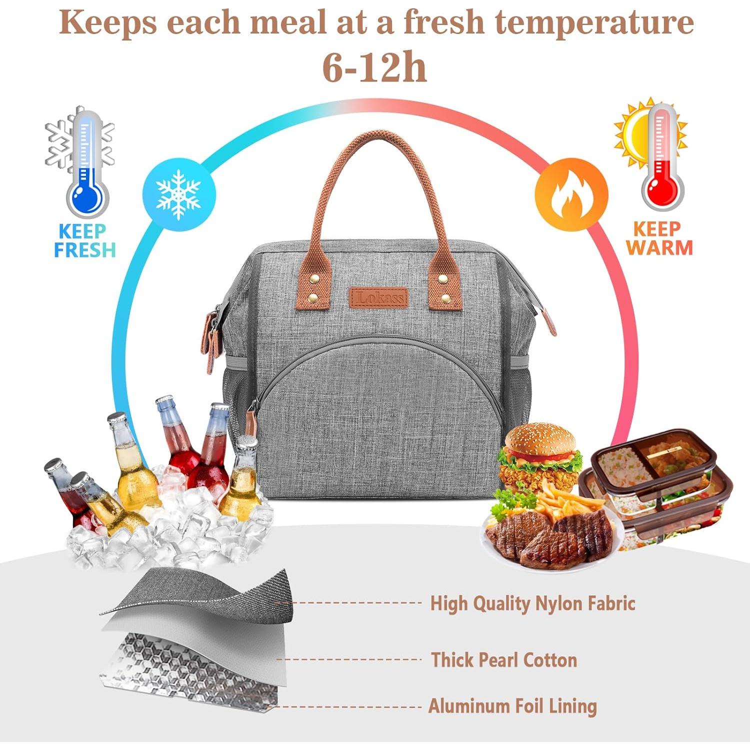 Bolsa de Almuerzo Aislada LOKASS 10L Gris para Adultos