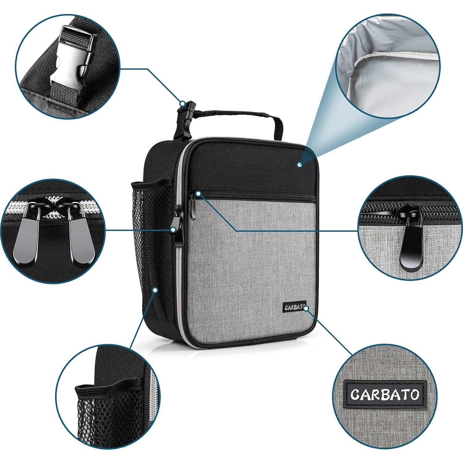 Bolsa de Almuerzo Térmica CARBATO 7L Negra y Gris