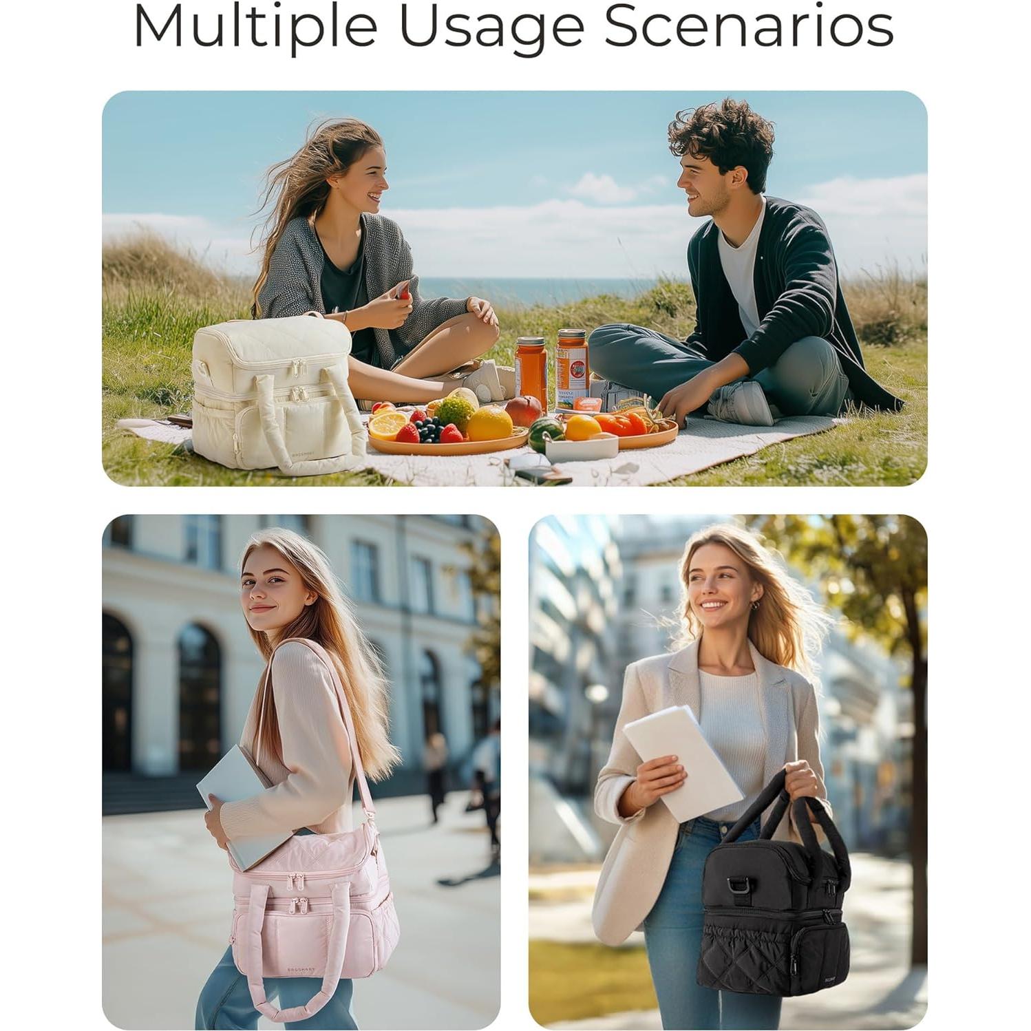 Bolsa de Almuerzo Aislada Bagsmart Doble Nivel Camello