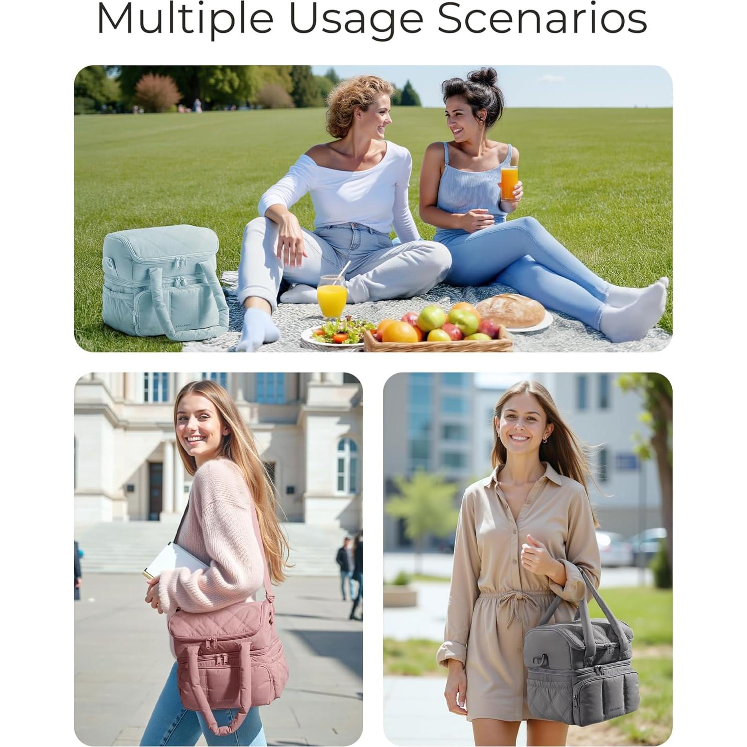 Bolsa de Almuerzo Aislada Bagsmart Doble Nivel Camello