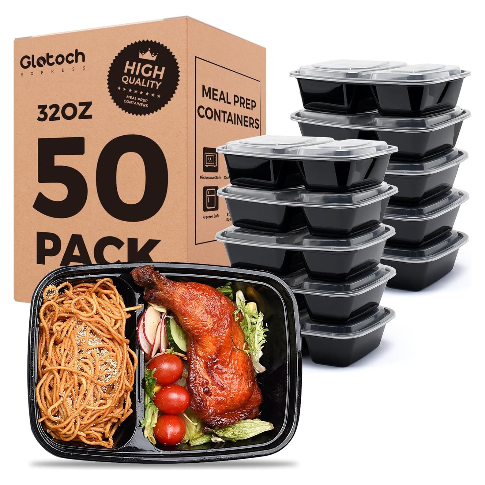 Contenedores de Comida Reutilizables Glotoch 50 Paq 32 oz