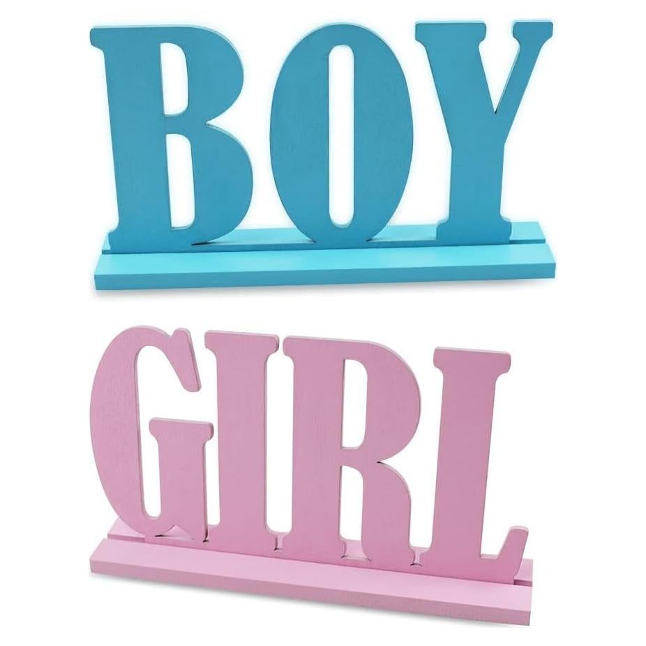 Decoración de Mesa Madera Niño Niña 20cm 2 Piezas