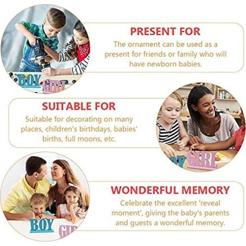 Decoración de Mesa Madera Niño Niña 20cm 2 Piezas