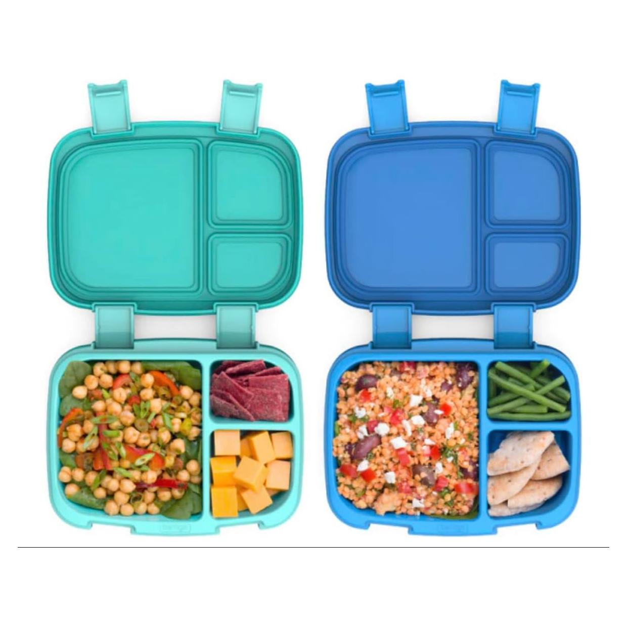 Bentgo Fresh Caja de Almuerzo 2 Pack Azul Verde 4 Compartimentos