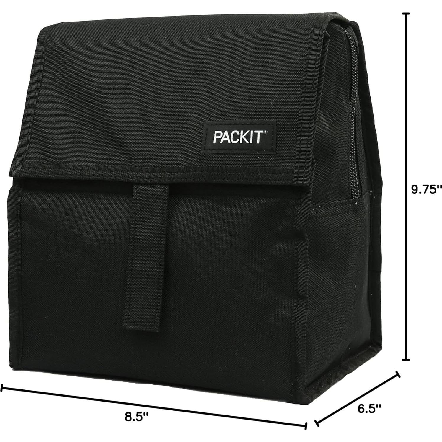 Bolsa de Almuerzo Congelable PackIt Negra 340ml Plegable