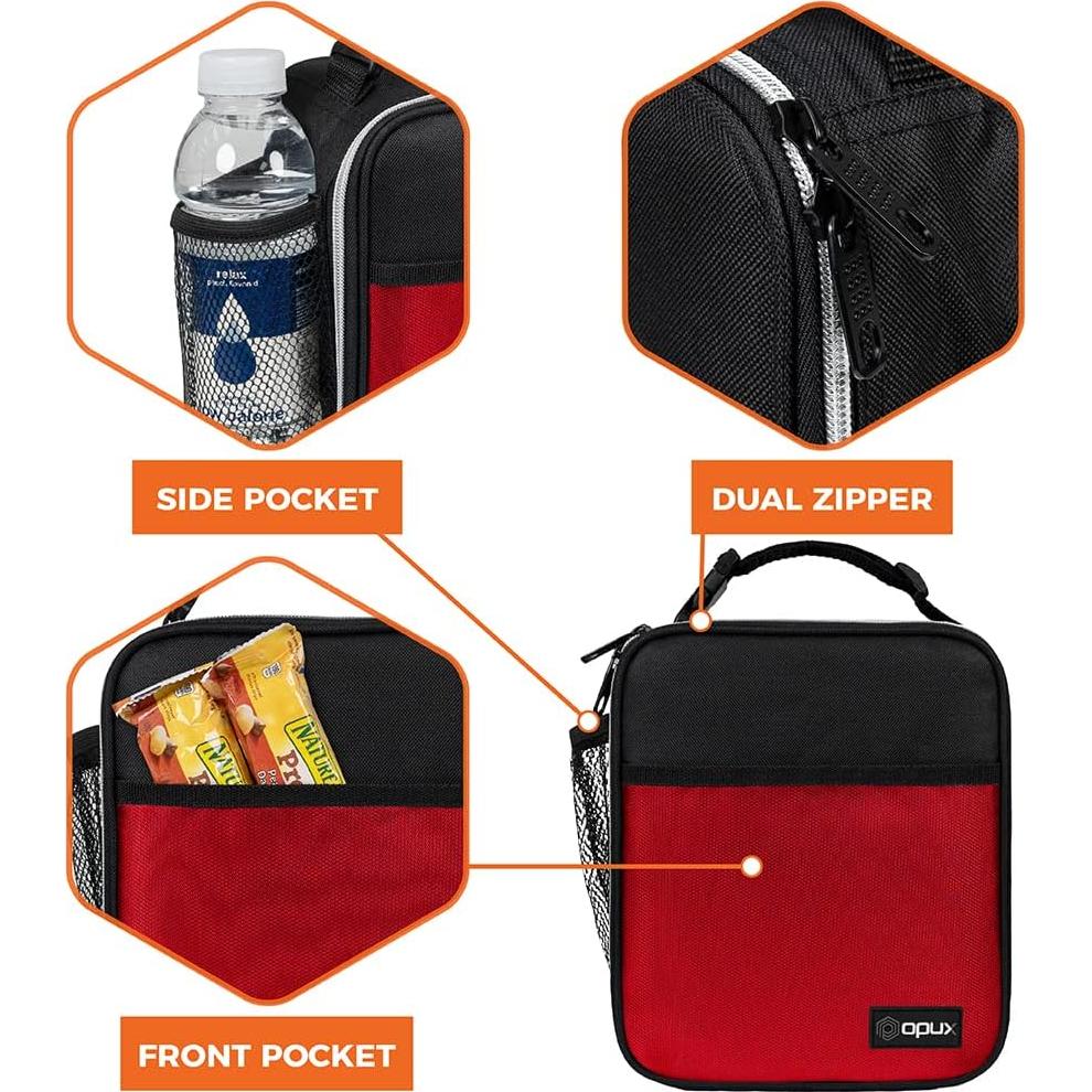 Caja de Almuerzo Aislada Opux Roja 8L para Niños y Adultos