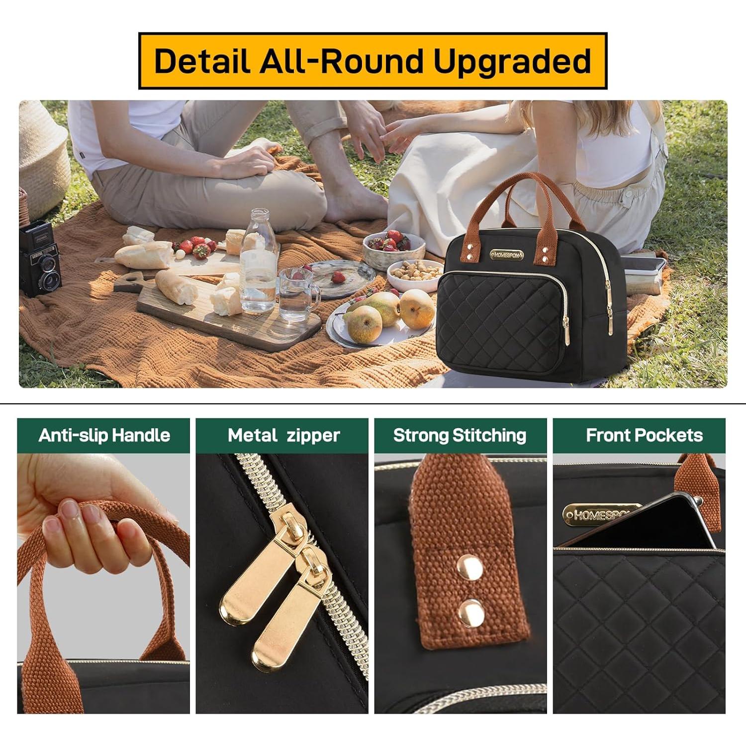 Bolsa de Almuerzo Buringer Aislada 10L Negro Dorado