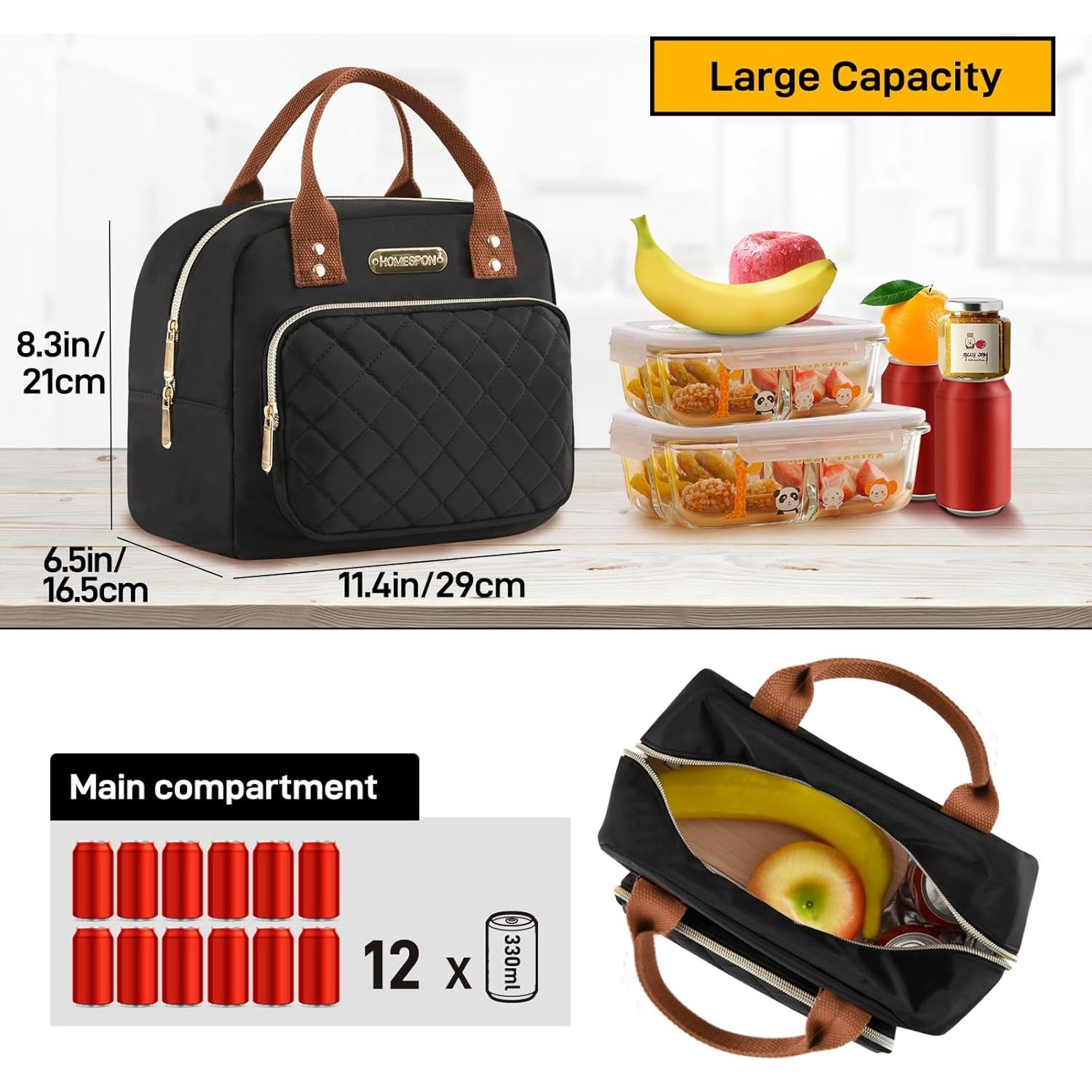 Bolsa de Almuerzo Buringer Aislada 10L Negro Dorado