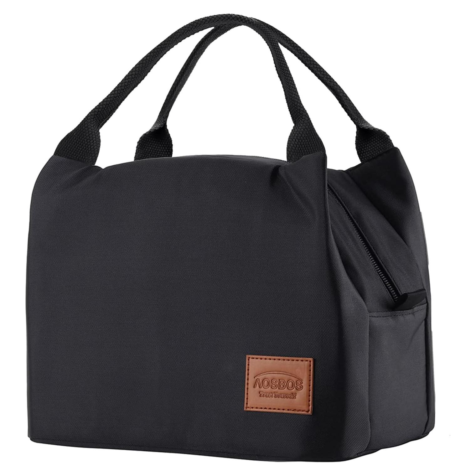 Bolsa de Almuerzo Aislada Aosbos Negra 10L para Adultos