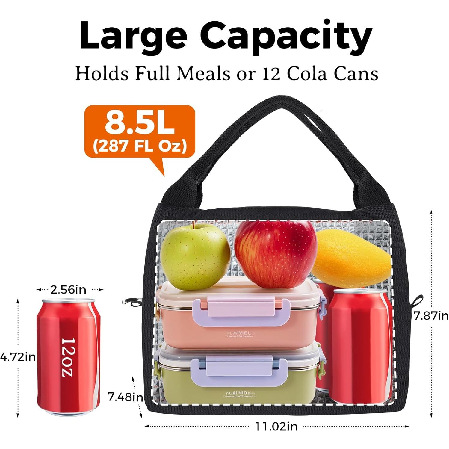 Bolsa de Almuerzo Aislada Aosbos Negra 10L para Adultos