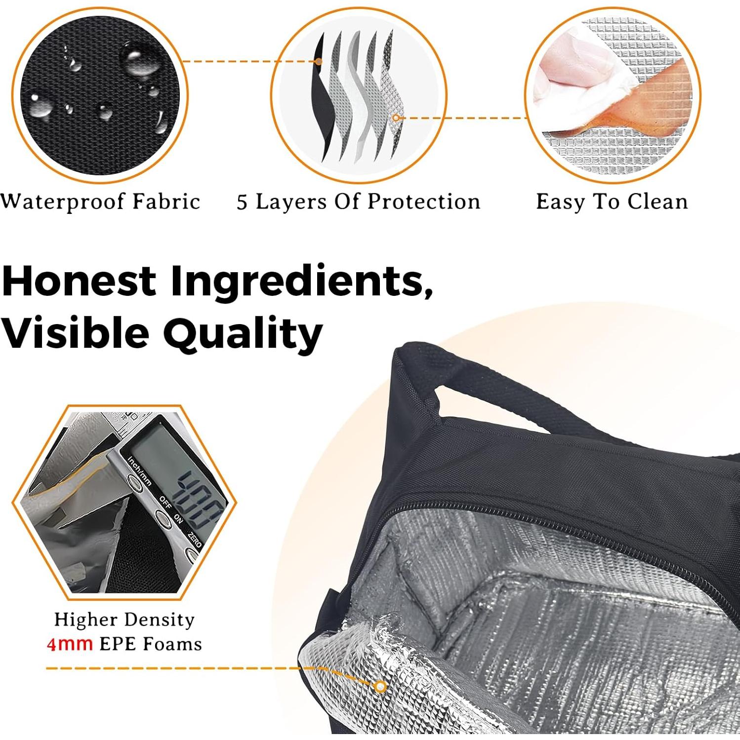 Bolsa de Almuerzo Aislada Aosbos Negra 10L para Adultos