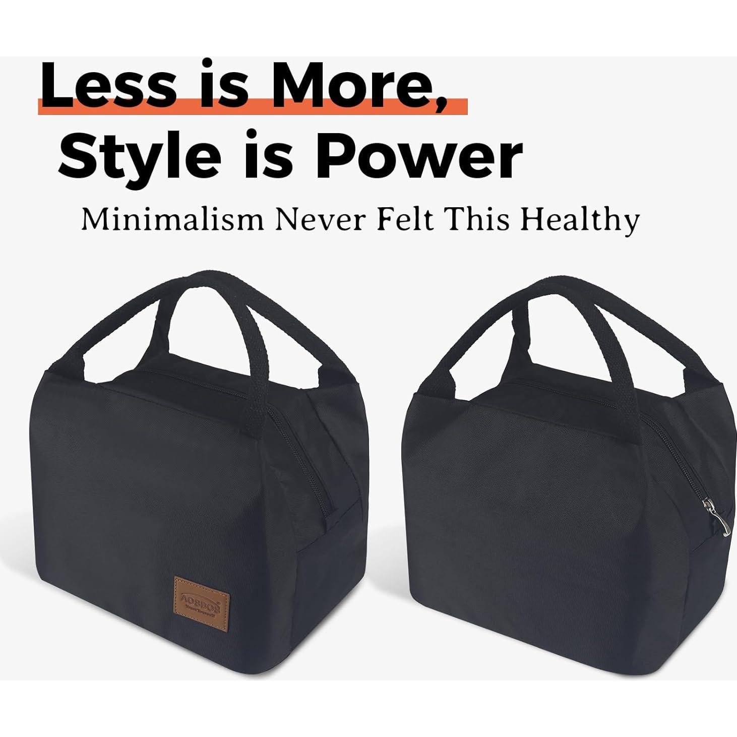 Bolsa de Almuerzo Aislada Aosbos Negra 10L para Adultos