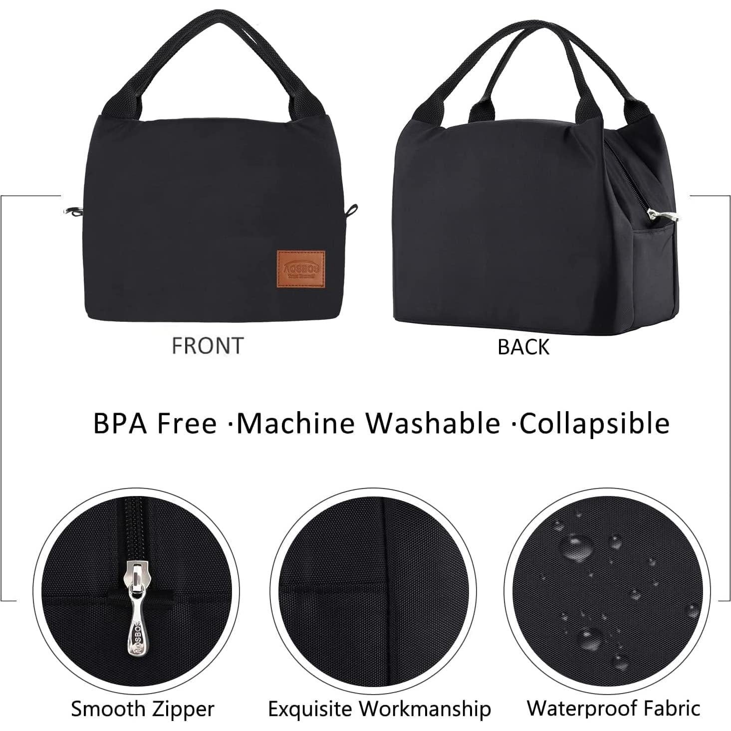 Bolsa de Almuerzo Aislada Aosbos Negra 10L para Adultos