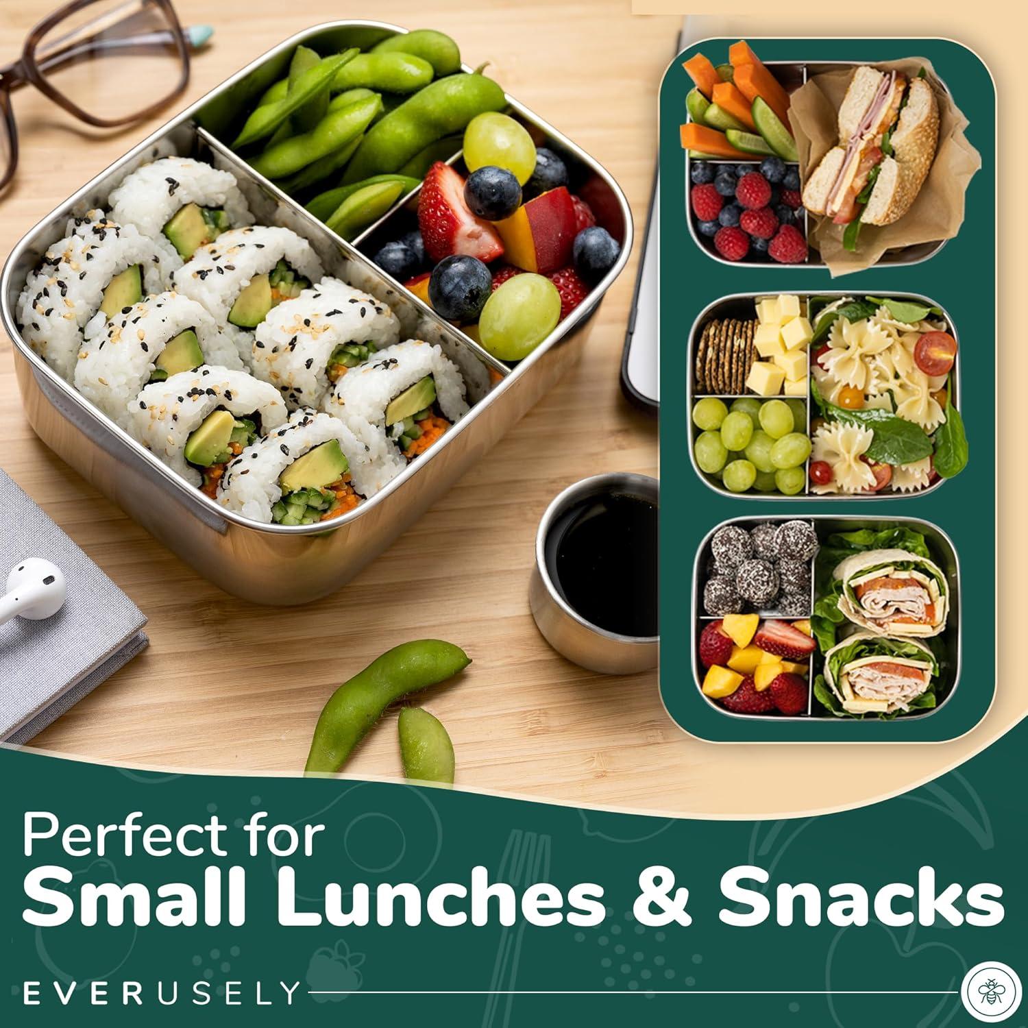 Caja Bento para Niños Everusely Verde 1,59 L 3 Compartimentos