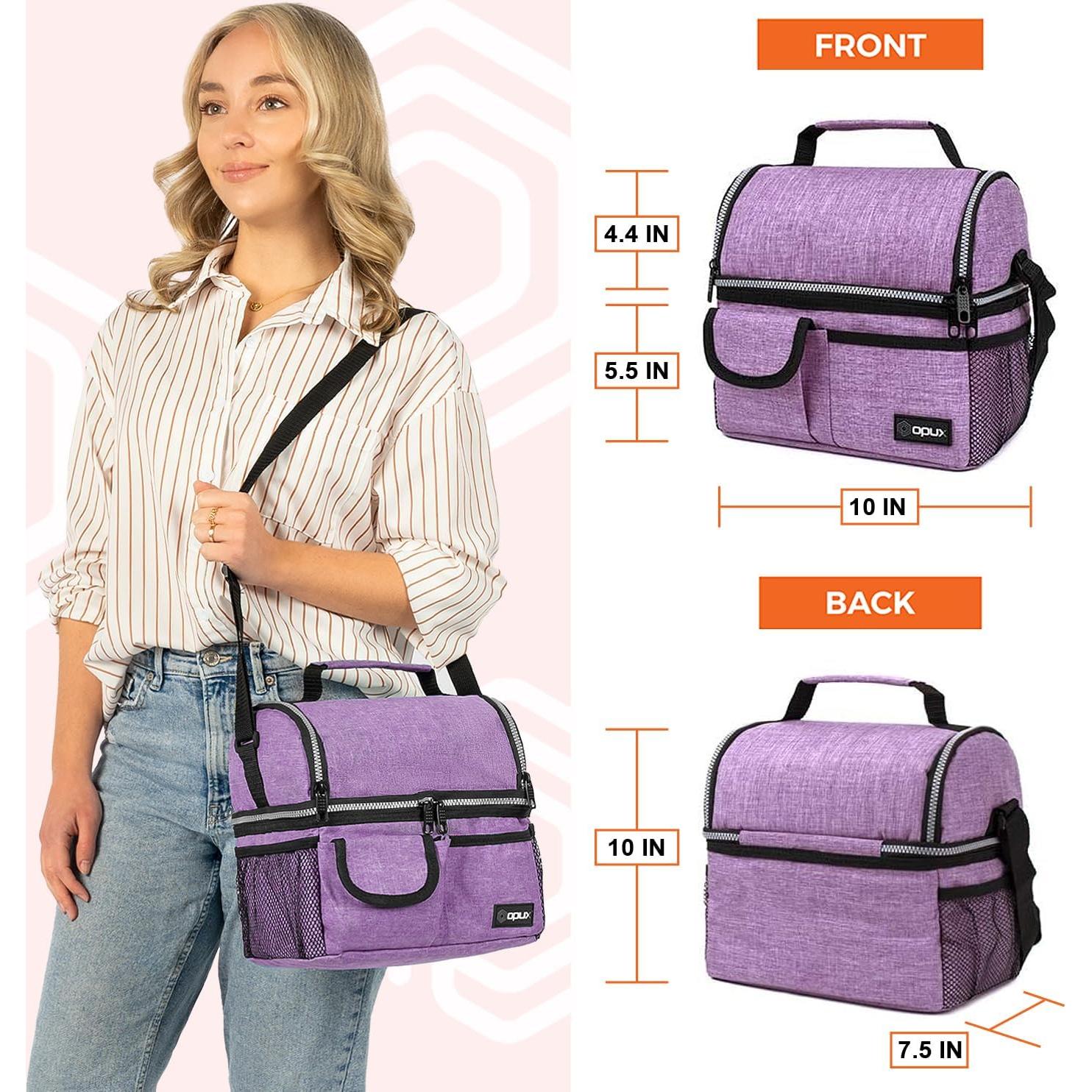 Bolsa de Almuerzo Aislada Opux Morado 10L Doble Compartimento