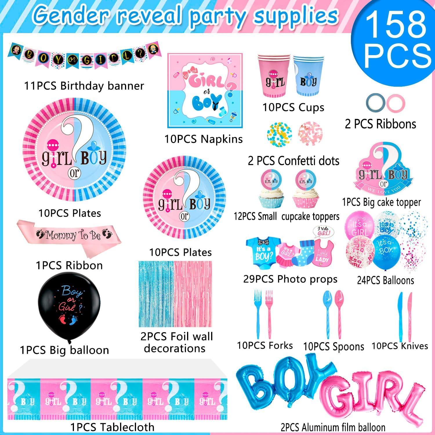 Kit de Decoración para Fiesta de Revelación de Género 158 Pzs