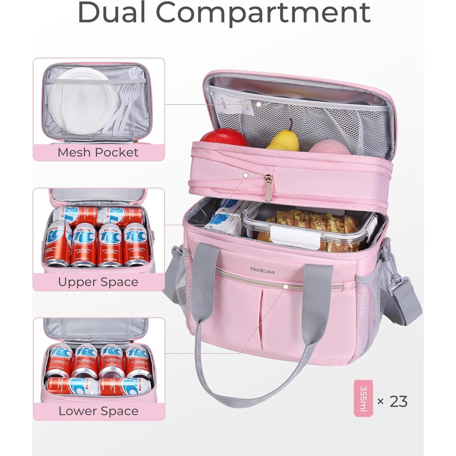 Bolsa de Almuerzo Aislada Hedcaw Rosa Doble Nivel 8.16L