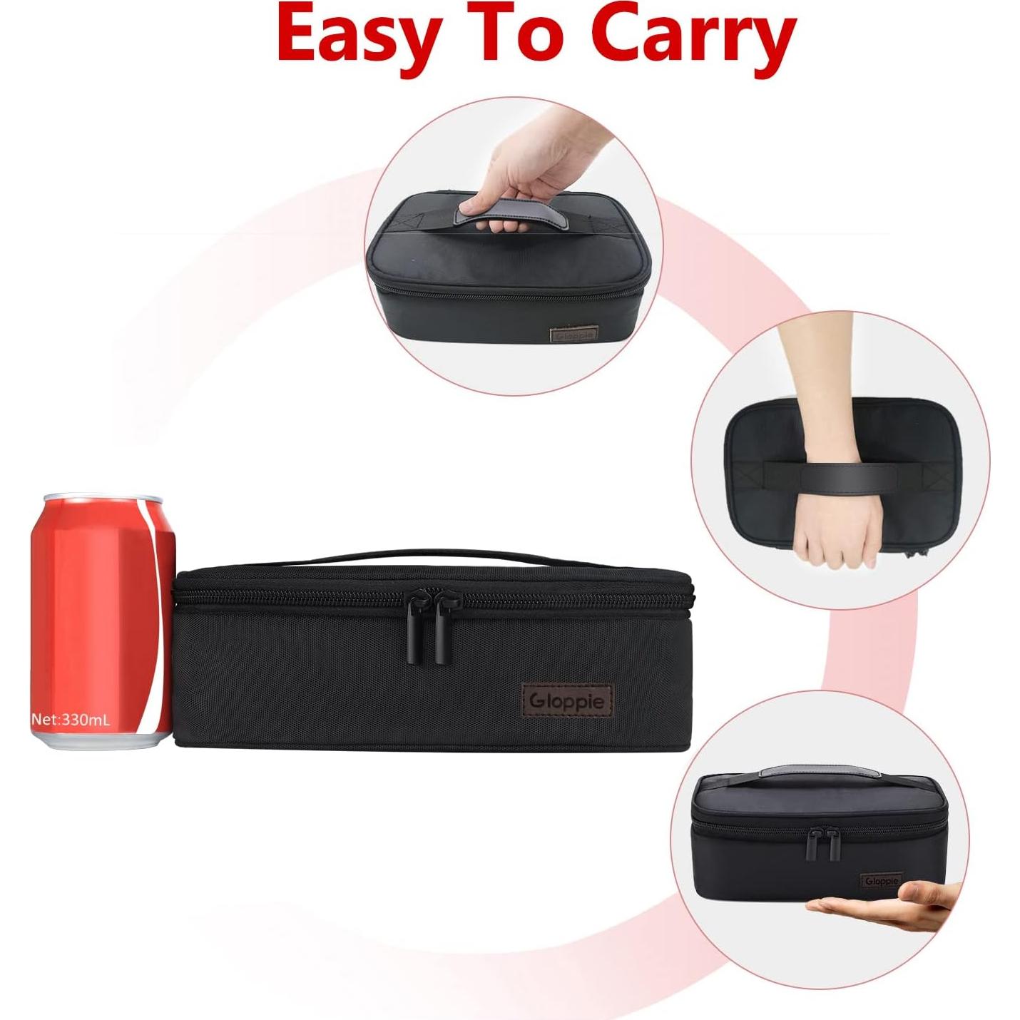 Bolsa de Almuerzo Aislada Gloppie Negra 3.5L Compacta