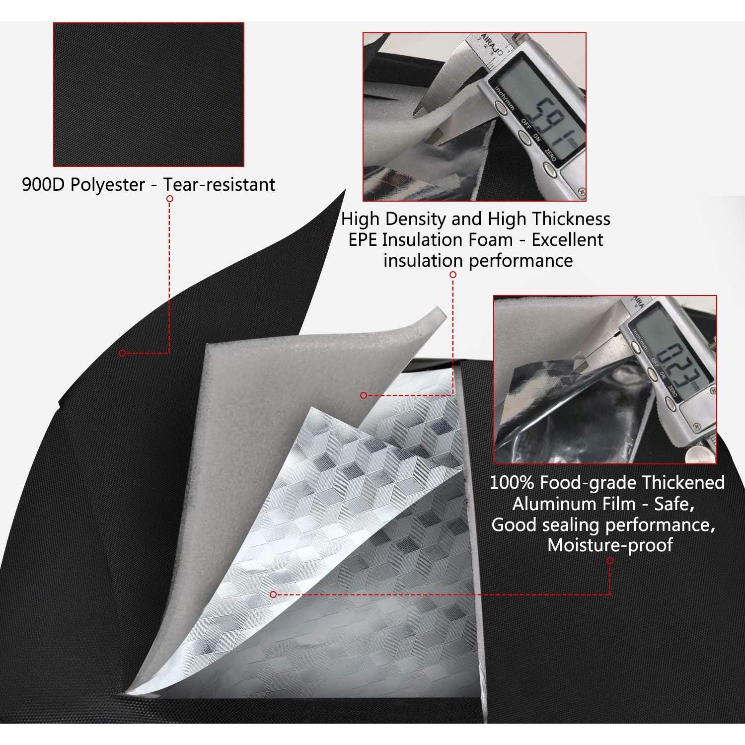 Bolsa de Almuerzo Aislada Gloppie Negra 3.5L Compacta