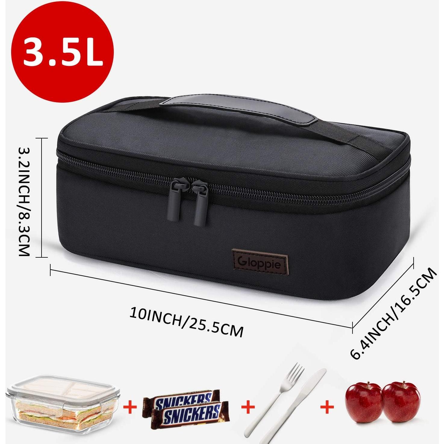 Bolsa de Almuerzo Aislada Gloppie Negra 3.5L Compacta