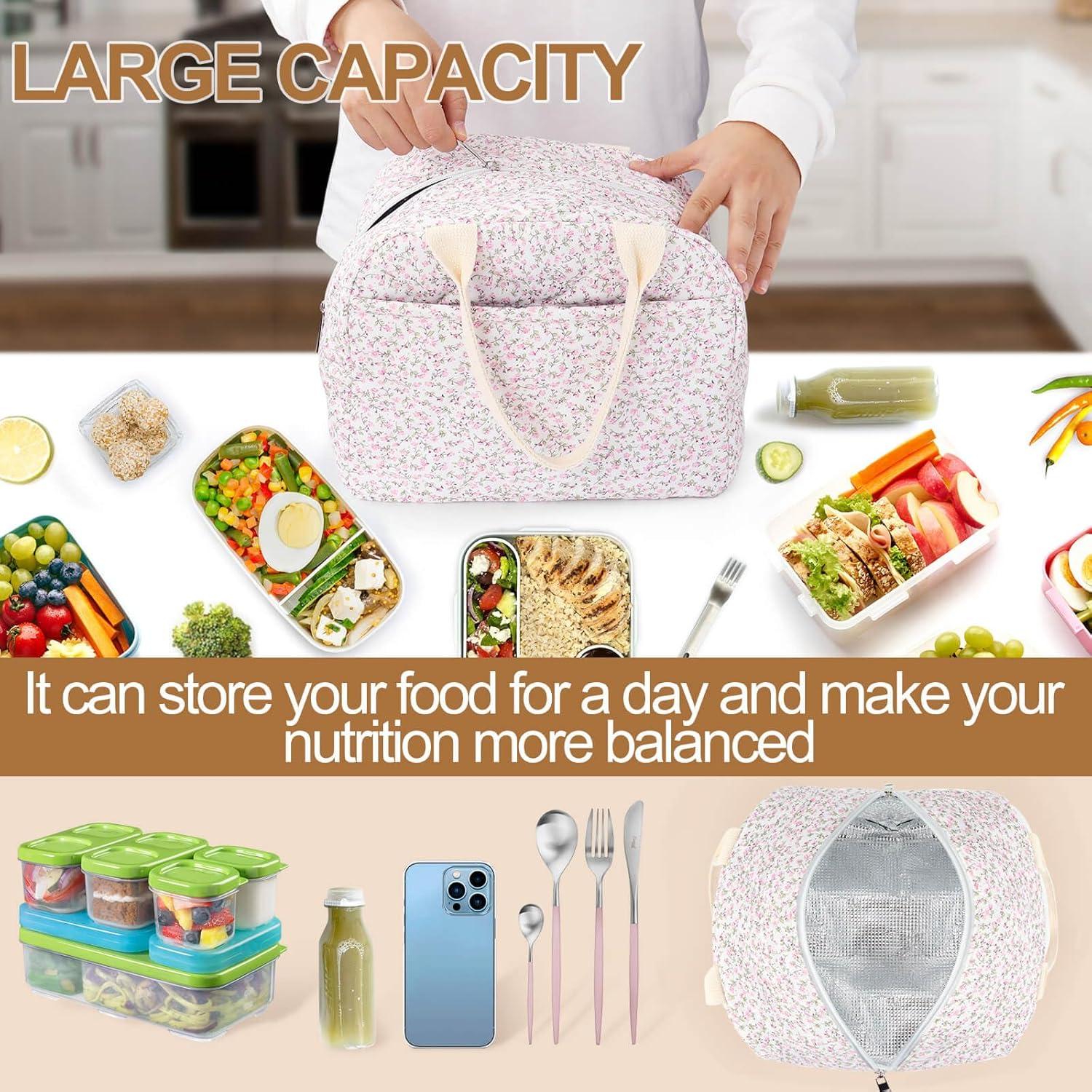 Bolsa de Almuerzo Aislada Dark Swan Floral Rosa 11L