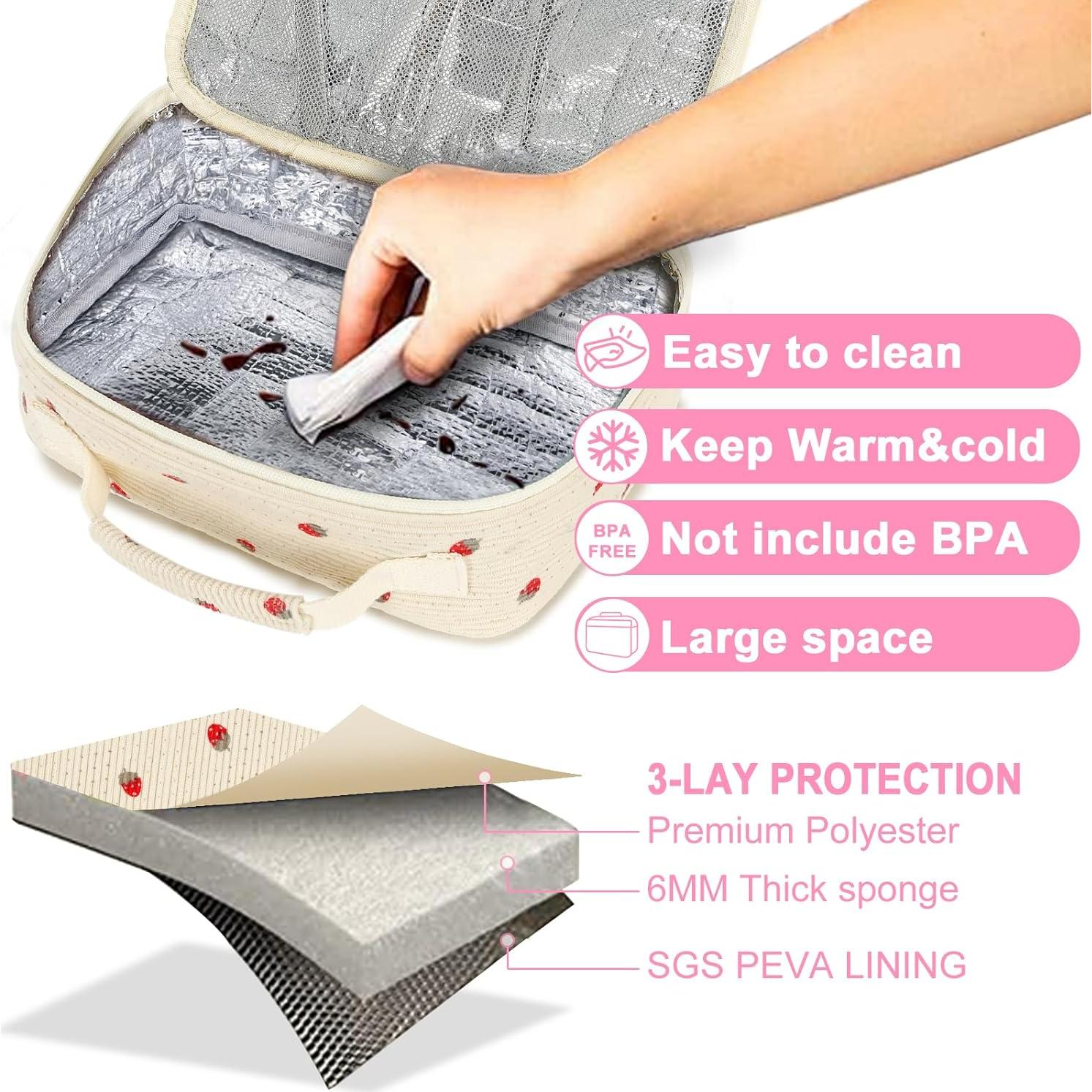 Bolsa de Almuerzo Aislada Bluboon Corduroy Fresa Beige 5L