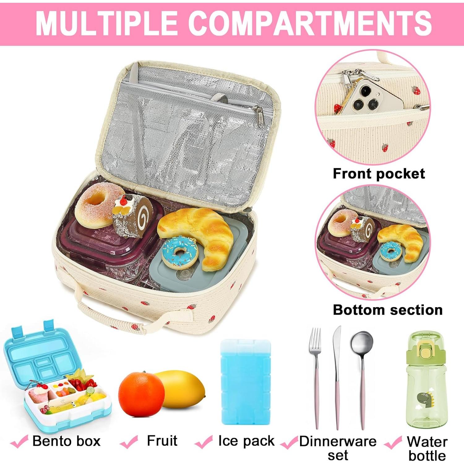 Bolsa de Almuerzo Aislada Bluboon Corduroy Fresa Beige 5L