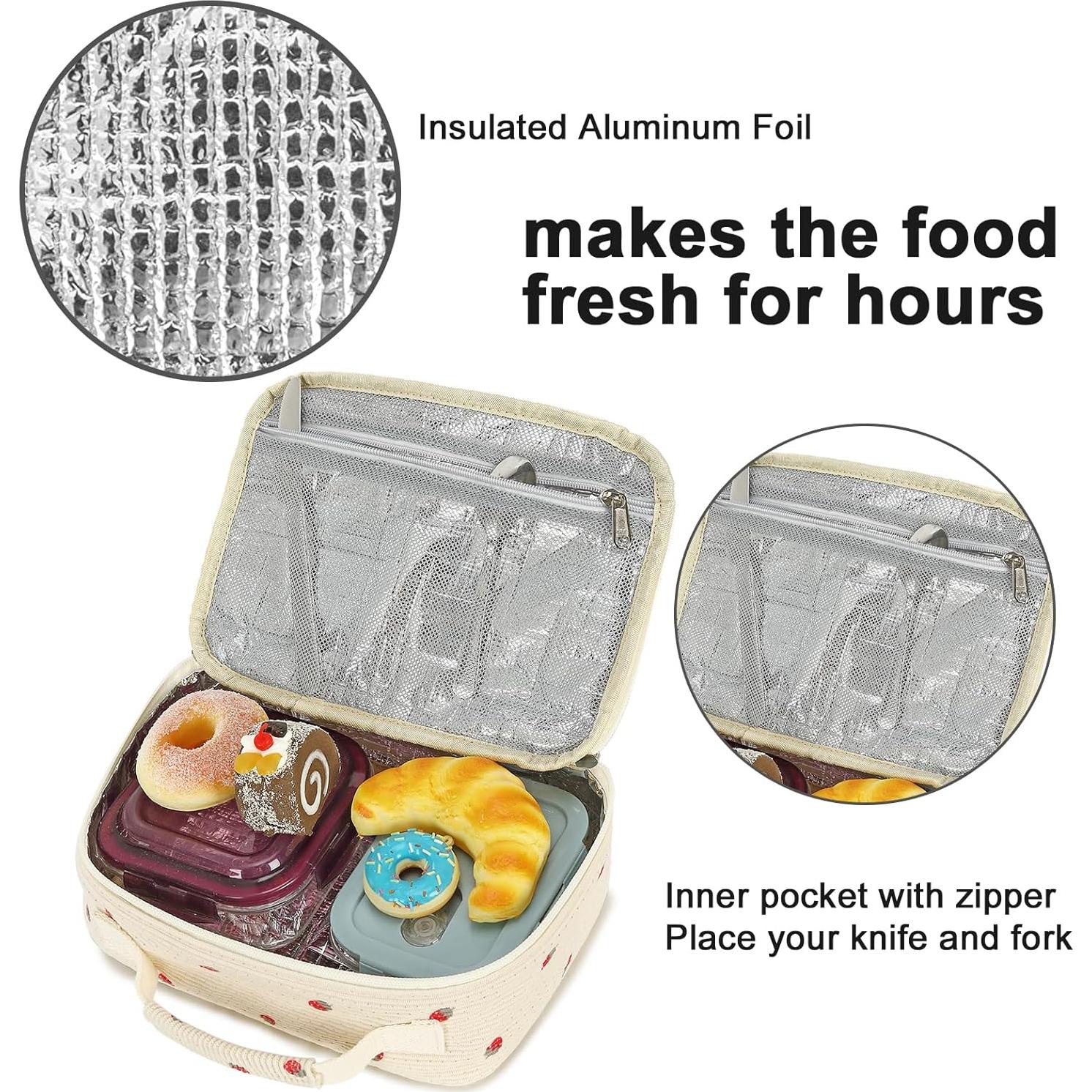 Bolsa de Almuerzo Aislada Bluboon Corduroy Fresa Beige 5L