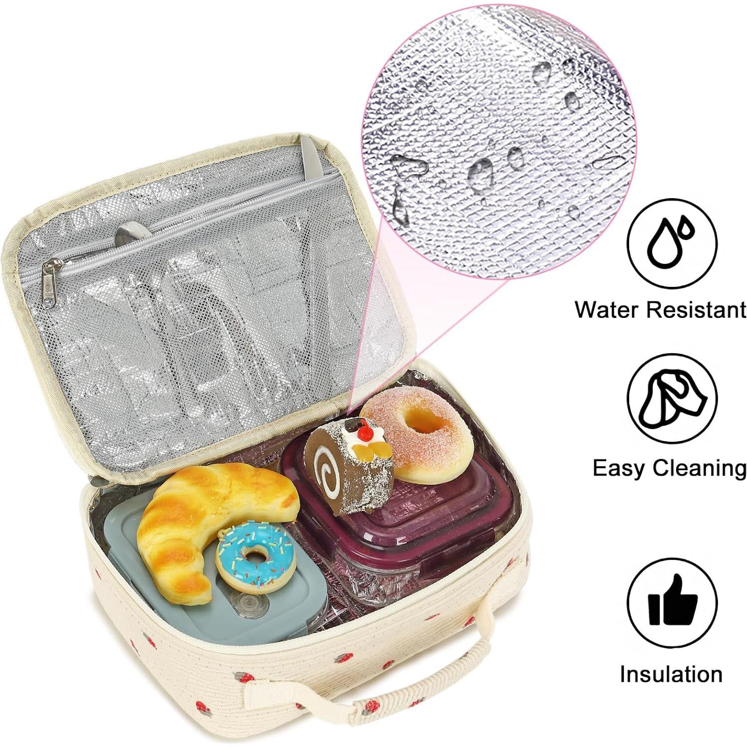 Bolsa de Almuerzo Aislada Bluboon Corduroy Fresa Beige 5L