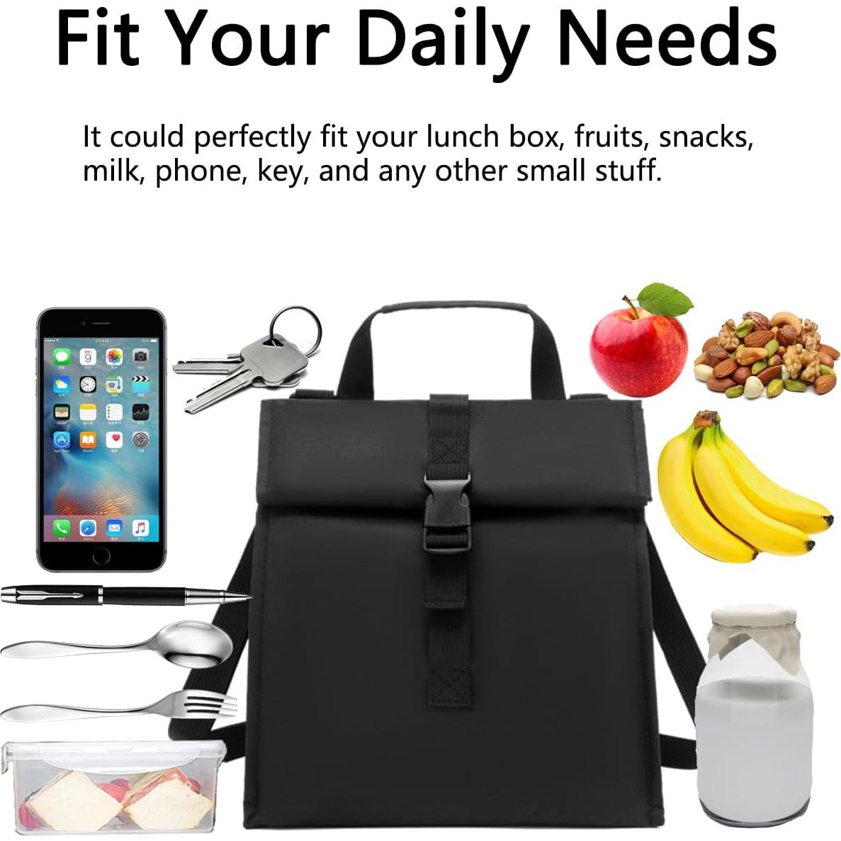 Bolsa de Almuerzo Aislada GYEUKHAM Negra 8.8L Ajustable