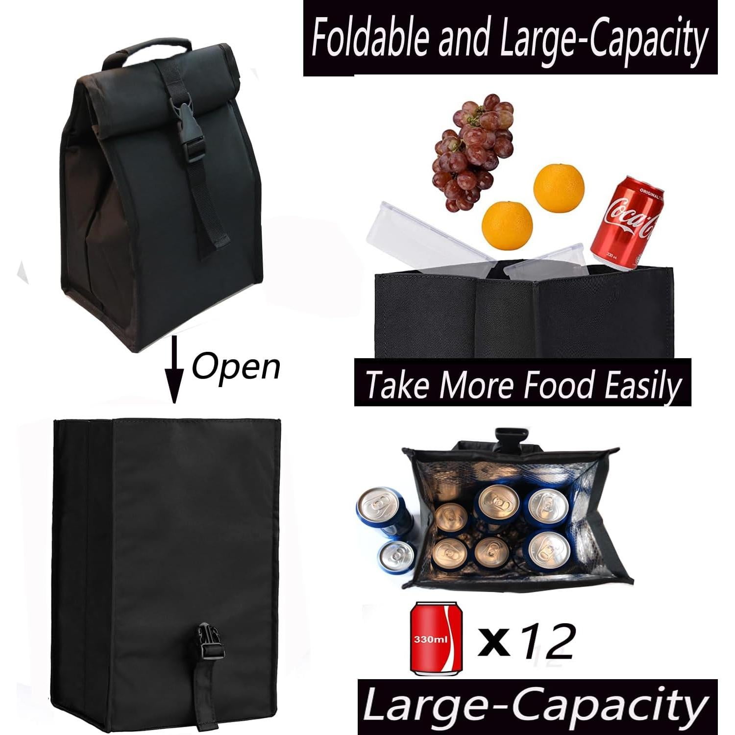 Bolsa de Almuerzo Aislada ZM-YOUTOO Negra 6L Plegable