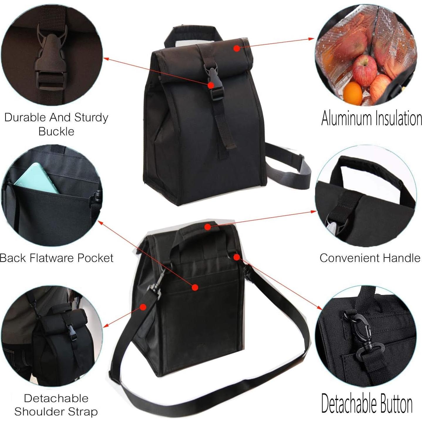 Bolsa de Almuerzo Aislada ZM-YOUTOO Negra 6L Plegable