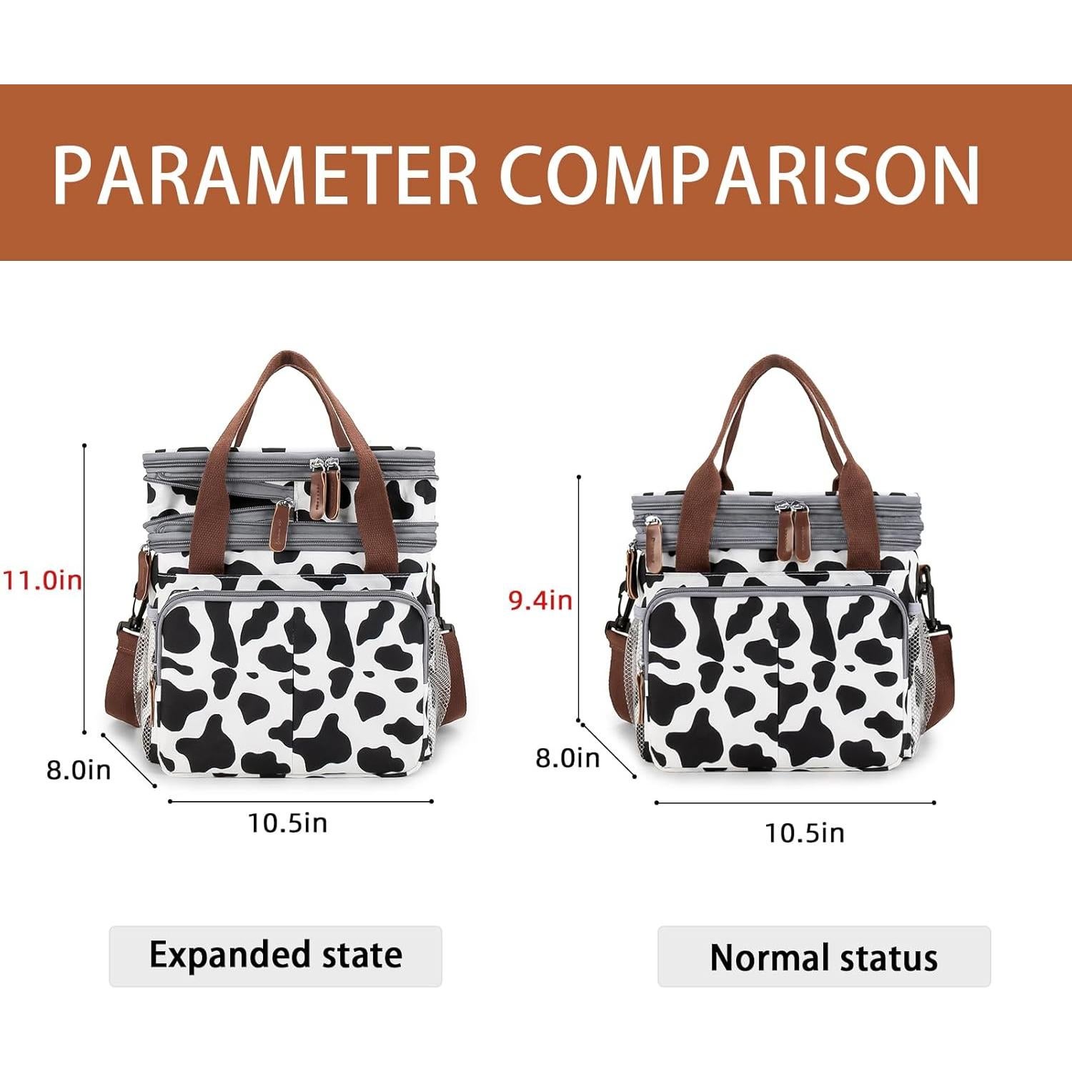 Bolsa de Almuerzo MOV COMPRA Expandible 16L Impresión Vaca