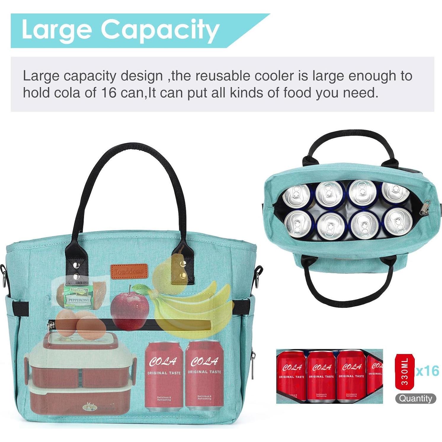 Bolsa de Almuerzo Aislada Jomddems Verde Aqua 12L