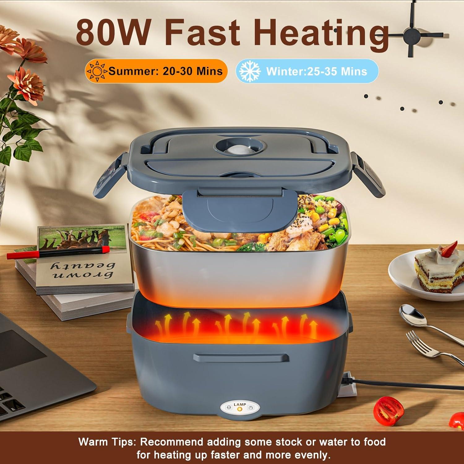 Caja de Almuerzo Eléctrica Akhia 1.5L 80W Portátil 12V/24V/110V