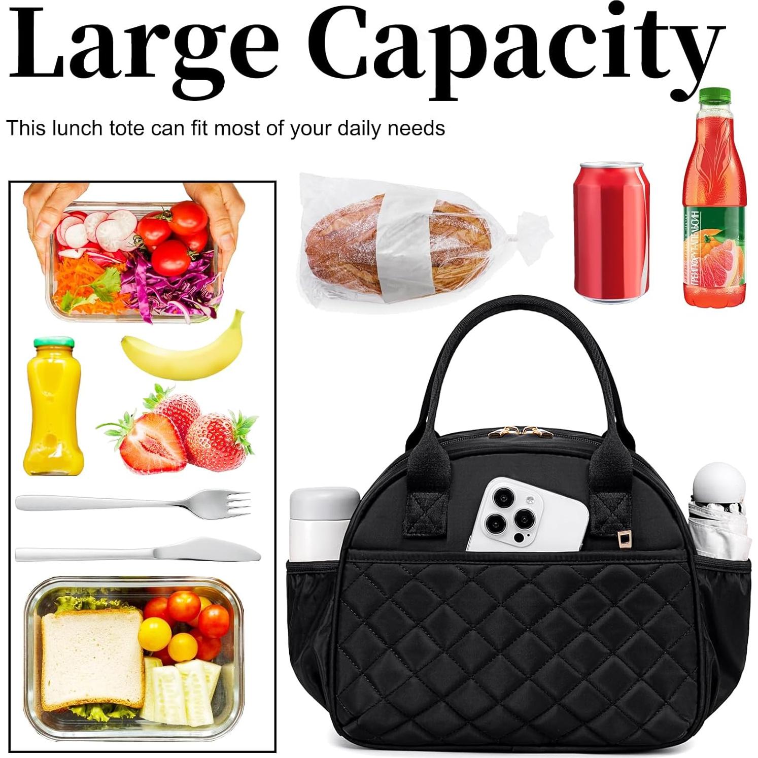 BTOOP Bolsa de Almuerzo Aislada Negra 9.15L con Correa Ajustable