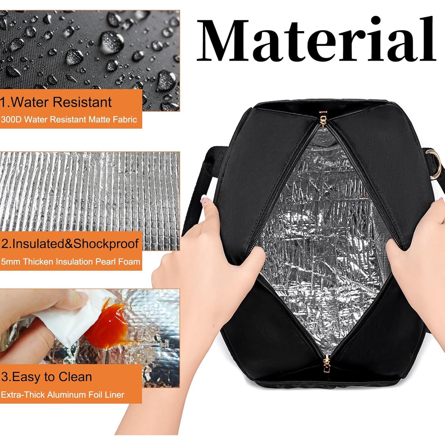 BTOOP Bolsa de Almuerzo Aislada Negra 9.15L con Correa Ajustable