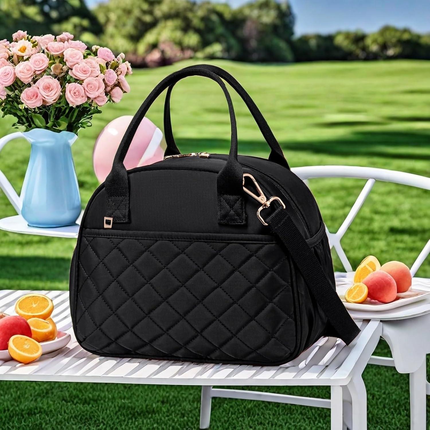 BTOOP Bolsa de Almuerzo Aislada Negra 9.15L con Correa Ajustable