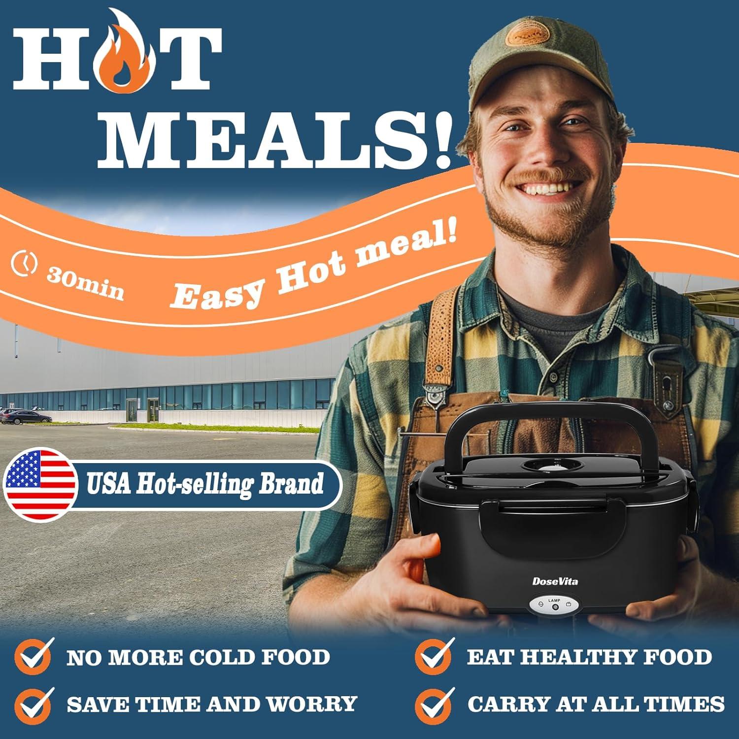 Caja de Almuerzo Eléctrica Dosevita 1.5L 80W 110V/12V/24V