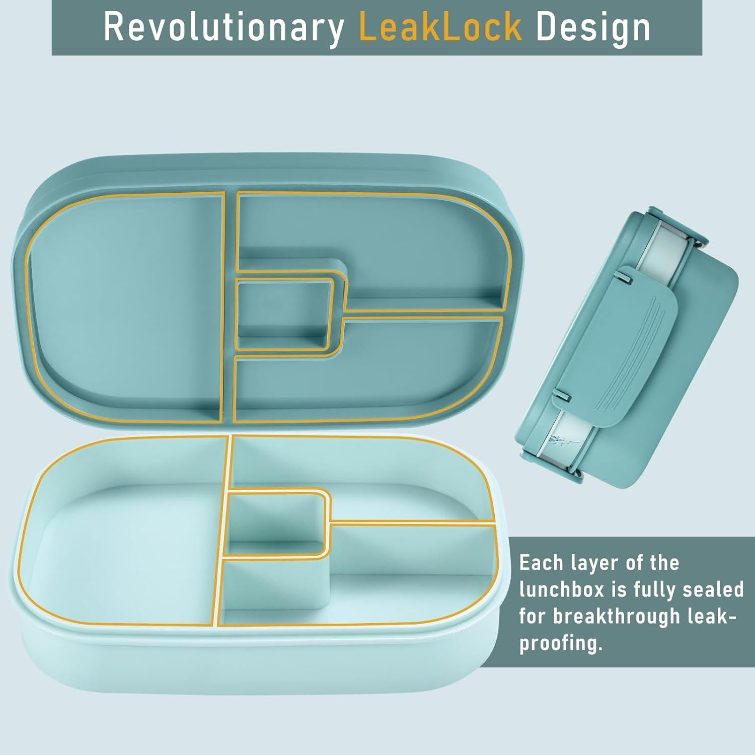 Bento Box Sunhanny 1900ml Verde 3 Capas con Utensilios